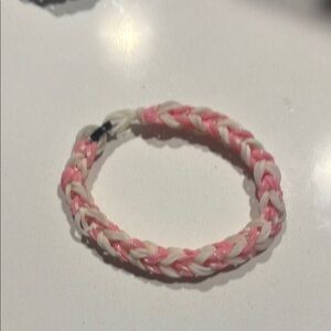 Pink & White rainbow loom handmade bracelet